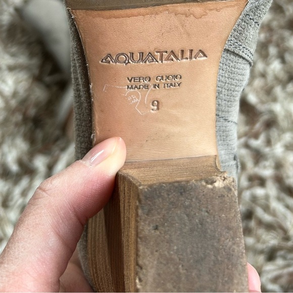 Aquatalia Grey Leather Zip Closure Heeled Booties Size 9 - Picture 6 of 6